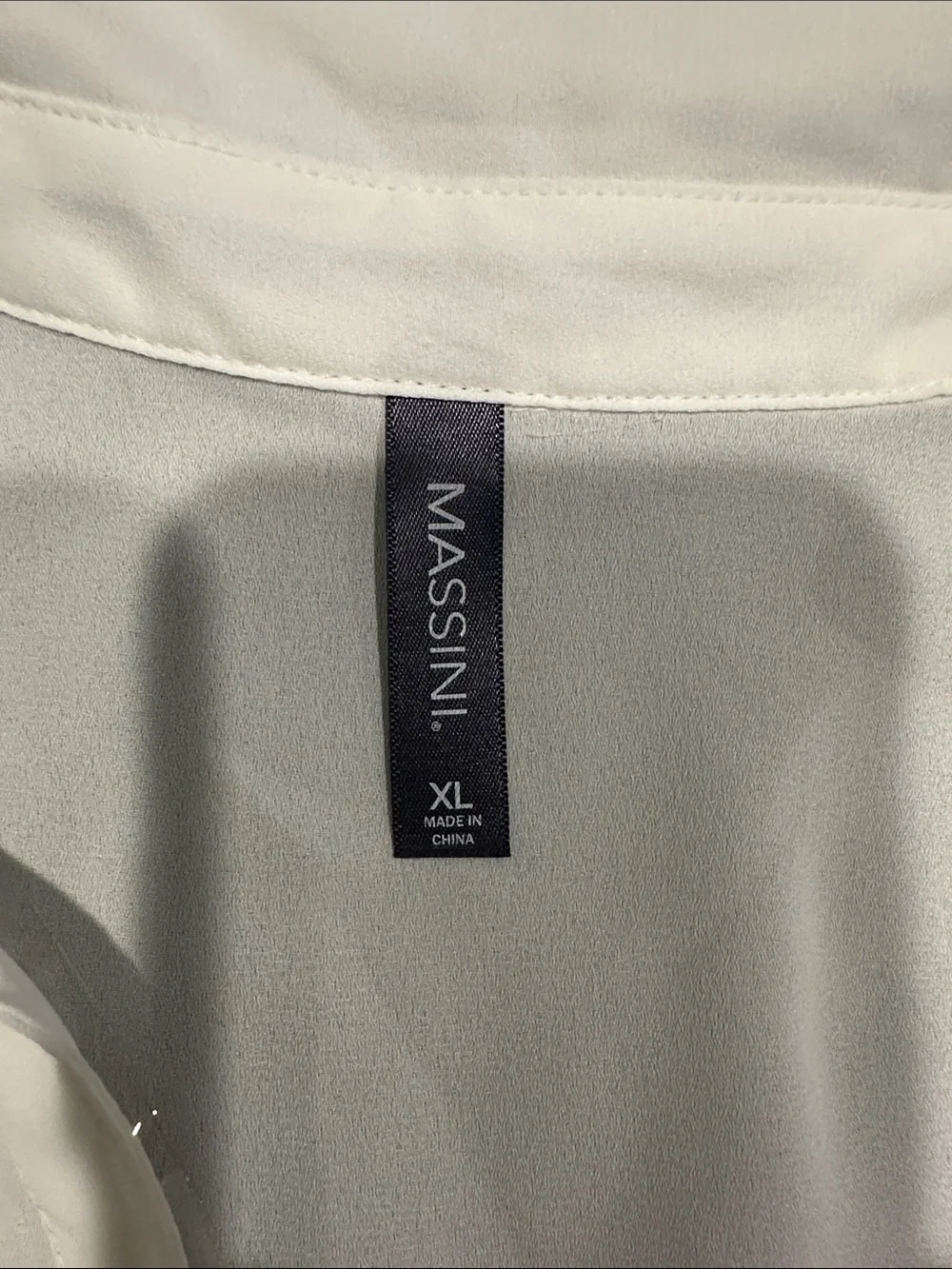 Massini White Semi-Sheer Button Down Shirt, XL